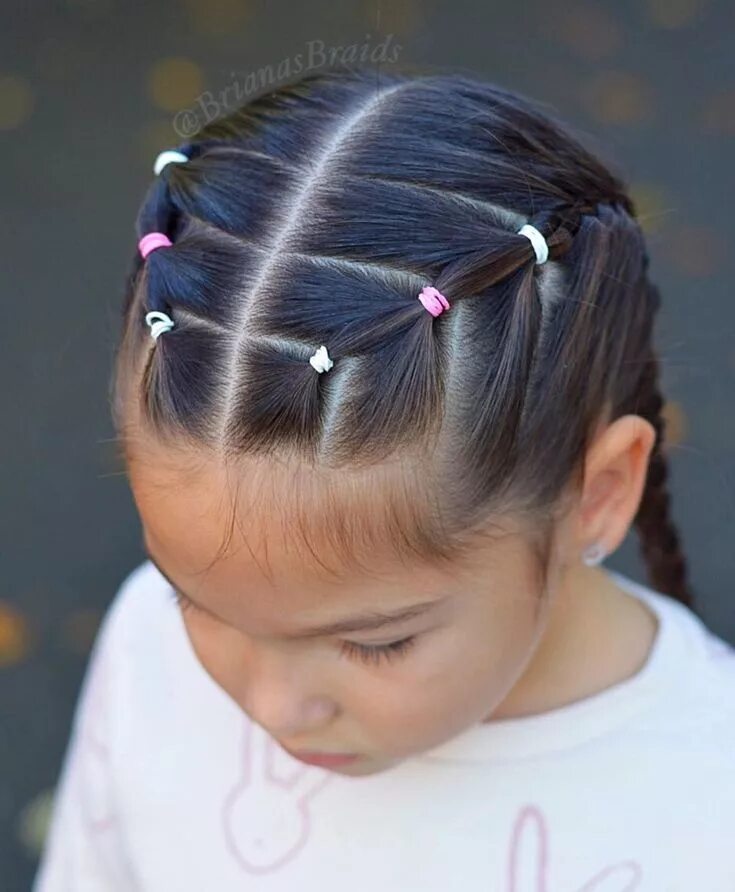 Прическа на короткие волосы 4 года #Braiding #braidinghair #braids #Braids For School #braidstyles #Elastics #Frenc