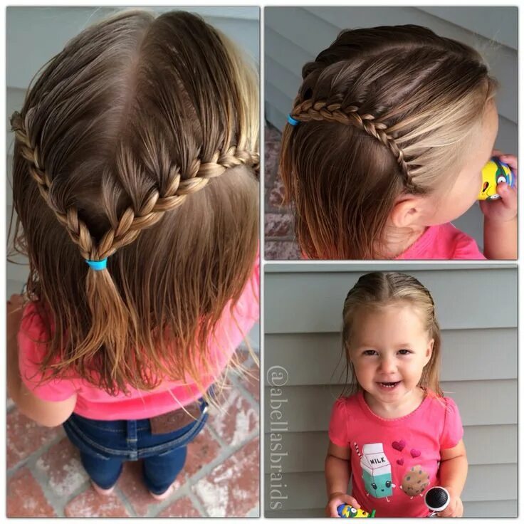 Прическа на короткие волосы 4 года Lace braid http://www.abellasbraids.com/2014/05/help-for-your-toddlers-hair.html