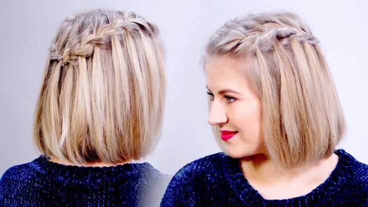 Прическа на короткие волосы на день HOW TO: Waterfall Braid Crown Hairstyle For Short Hair Milabu Cool braid hairsty