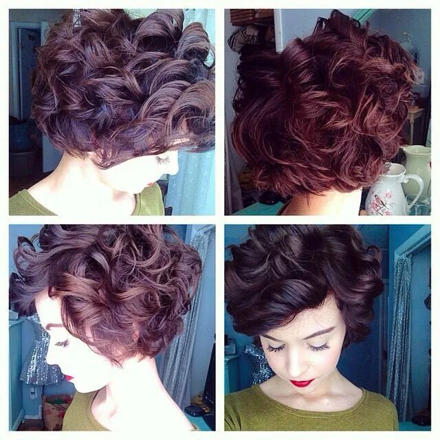 Прическа на короткие волосы накрутить Short curly haircuts, Curly hair styles, Short curly hair