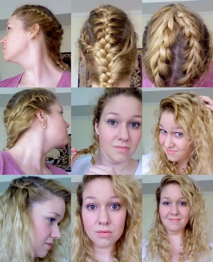 Прическа на ночь No heat curls and waves from wet multi-french braid over night ;D How to curl yo