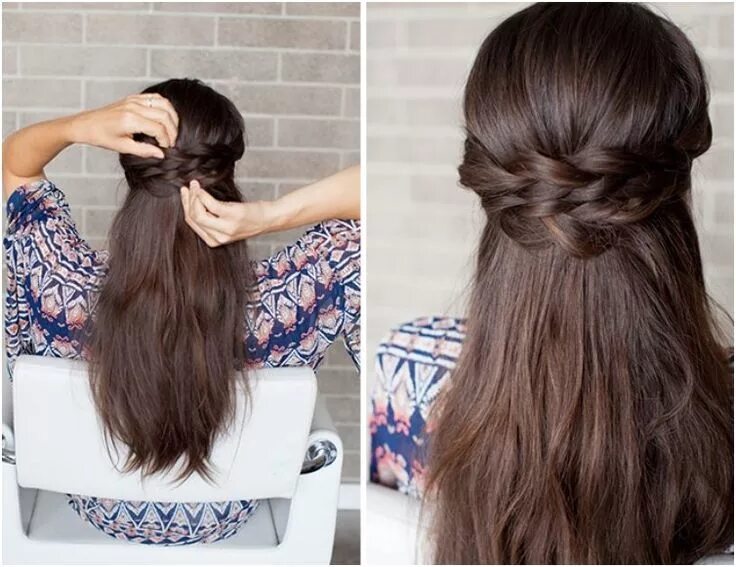 Прическа на носки на длинные волосы 12 Lovely Hairstyle Tutorials For The Holidays Half braided hairstyles, Braids f