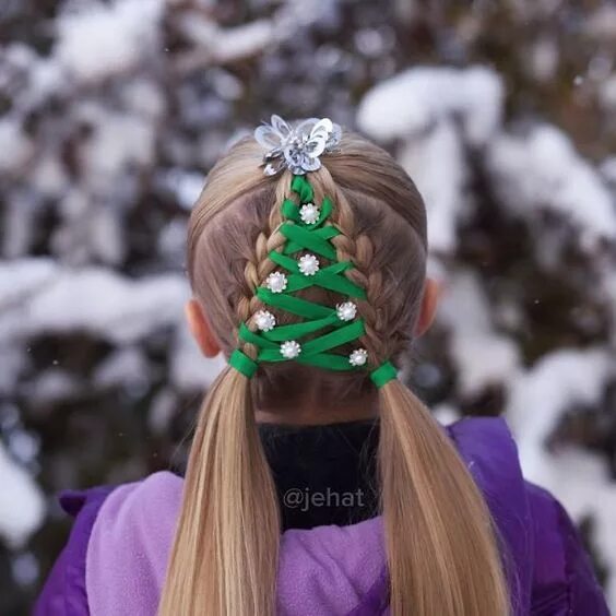 Прическа на новый год на волосы Cute Hairstyles for Girl Christmas hair, Holiday hairstyles, Christmas hairstyle