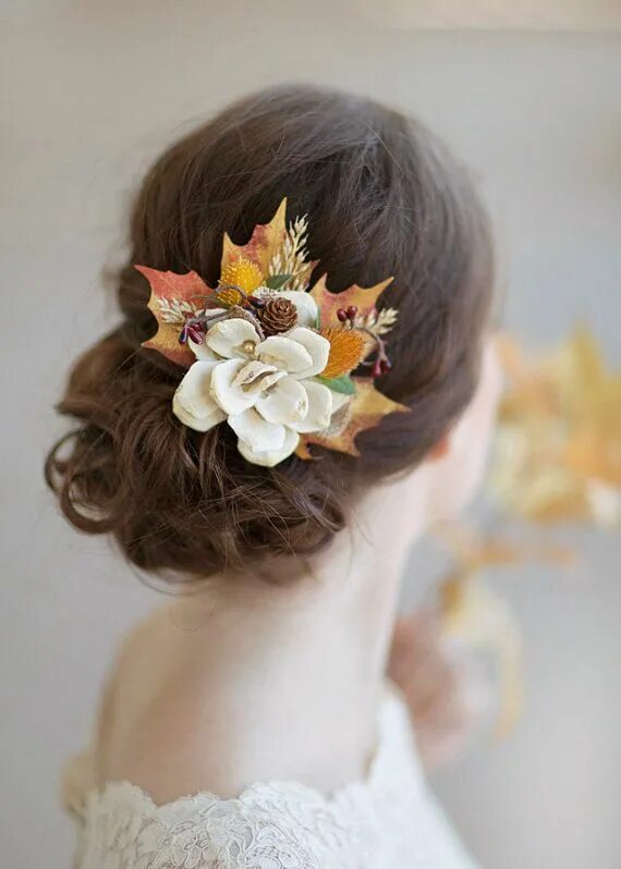 Прическа на осенний бал для девочек Fall Hair Accessories Autumn Wedding Rustic Bridal - Etsy Fall wedding hairstyle