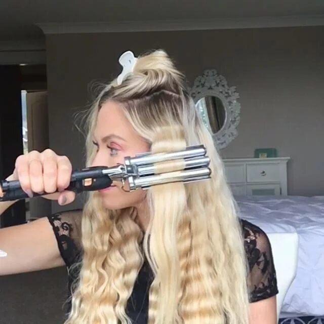 Прическа на плойку на средние Style . Curling iron hairstyles, Hair crimper, Mermaid hair waves