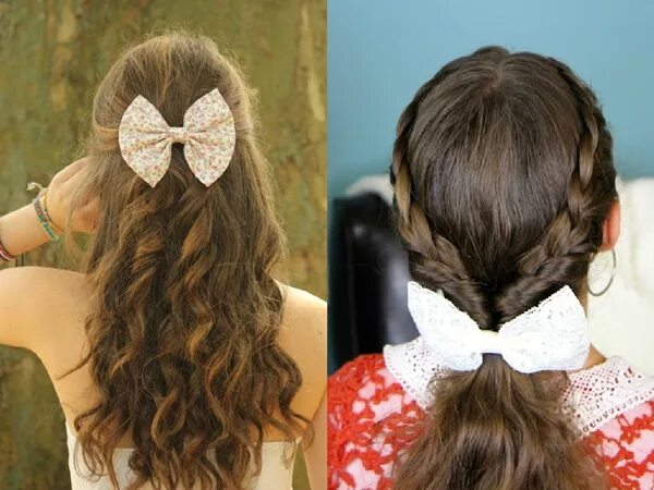 Прическа на последний звонок на длинные Hairstyles with bows for September 1 with their own hands. Original hairstyles f