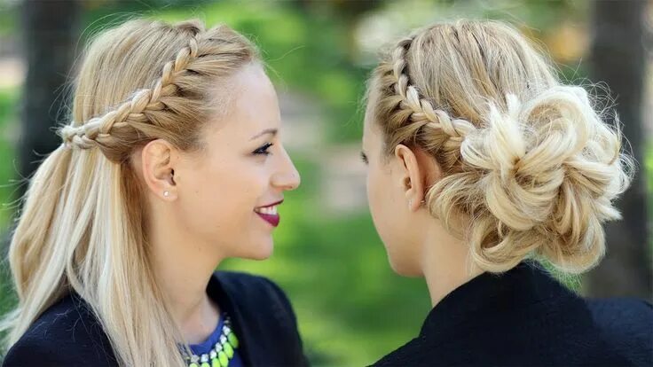 Прическа на прогулку на средние волосы Braided prom updo + Half up half down hairstyle tutorial Braided hairstyles updo