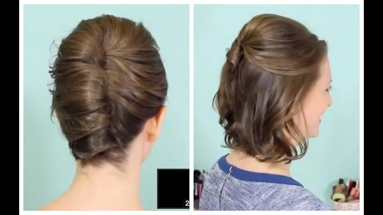 Прическа на редкие волосы до плеч French Twist & Half Updo for Short hair! - YouTube