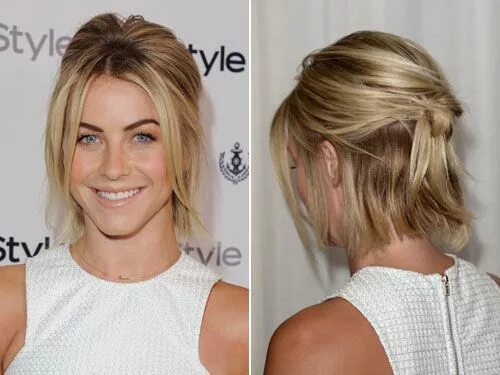 Прическа на редкие волосы средней длины Quince Hairspiration: Hot Half-Up Styles! Short hair updo, Julianne hough short 