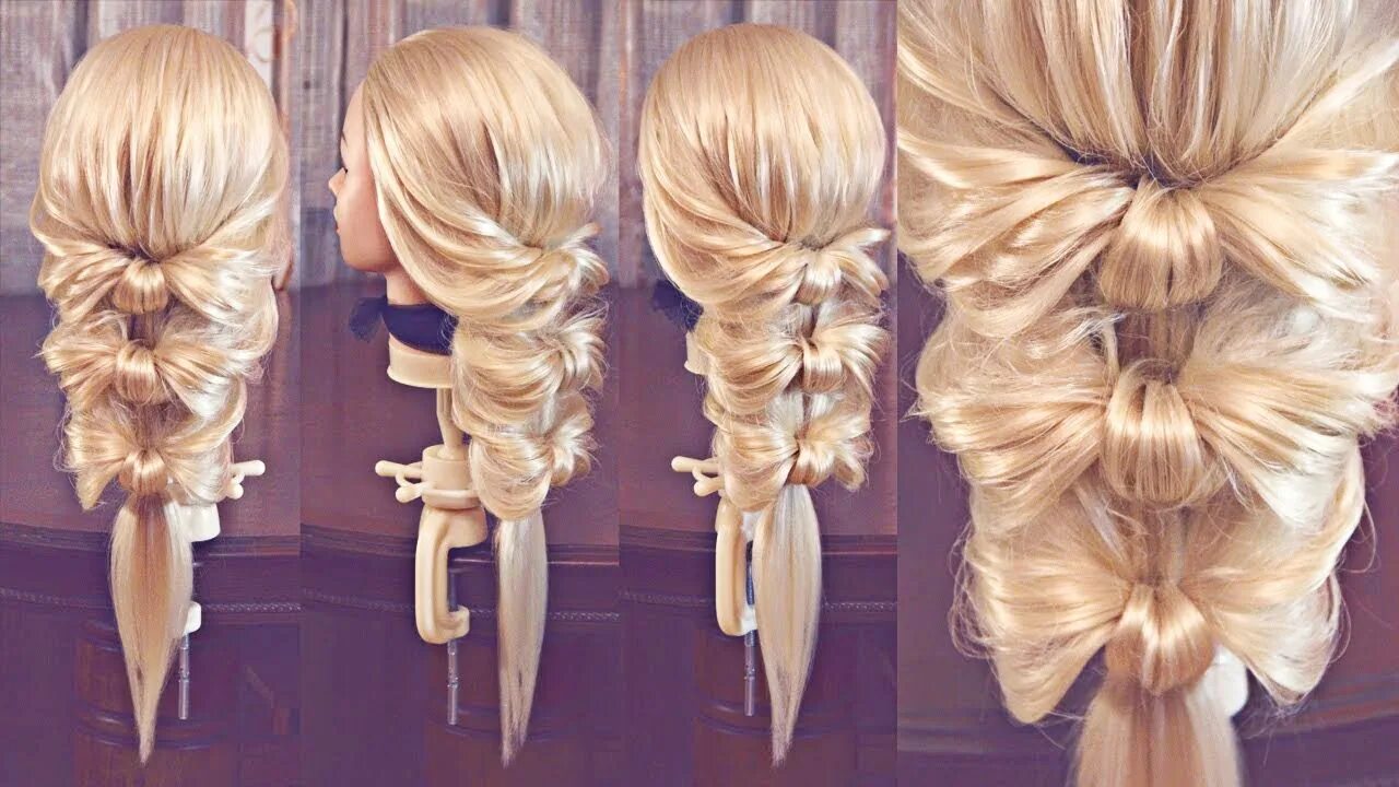 Прическа на резинках на длинные Бантики Авторские причёски Лена Роговая Hairstyles by REM Copyright © #hairstyle