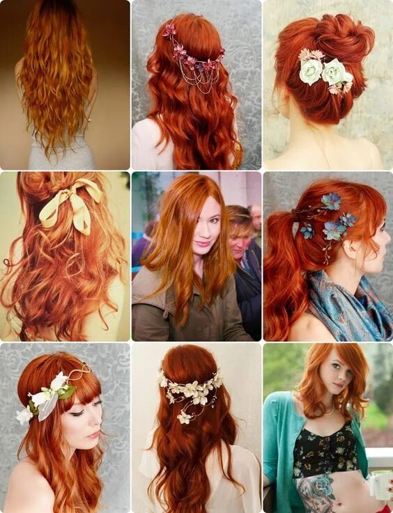 Прическа на рыжие волосы Cabelos ruivos Ginger hair, Red hair color, Orange hair