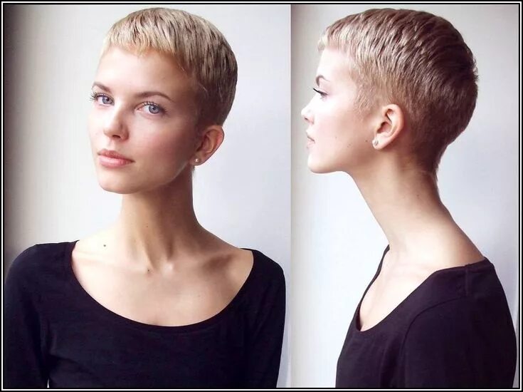 Прическа на совсем короткие волосы shaved back and sides with fringe - Google Search Very short hair, Short hair st