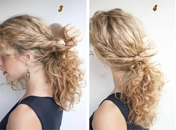 Прическа на средние кудрявые волосы простые Coiffure cheveux bouclés Coiffure simple et rapide, Coiffures simples, Coiffures