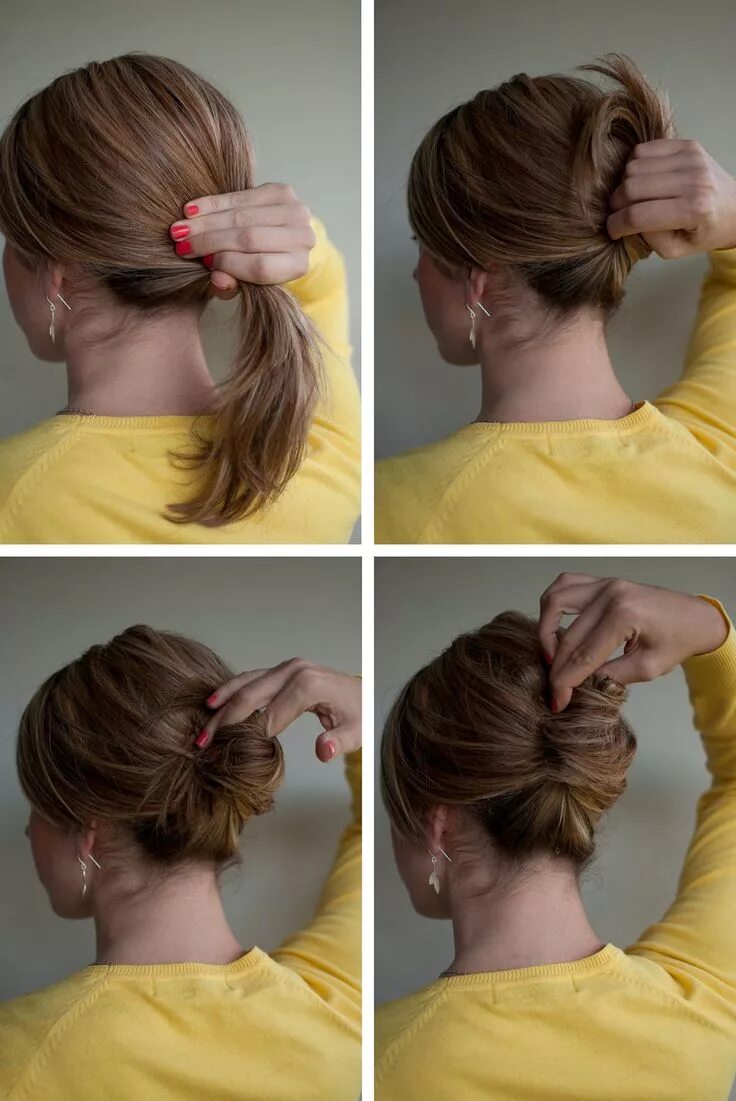 Прическа на средние руками в домашних Hairstyle How-to: Easy French Roll - Hair Romance French twist hair, Hair romanc