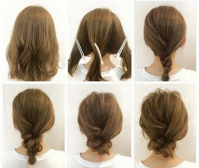 Прическа на средние волосы до плеч Einfache frisuren für schulterlange haare Hair styles, Up dos for medium hair, M