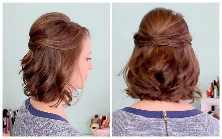 Прическа на средние волосы до плеч Image result for mother of the bride hairstyles half up Half up hair, Short hair