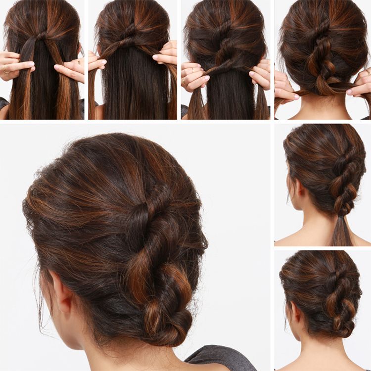 Прическа на средние волосы на каждый прическа для работы Diy hairstyles, Easy hairstyles, Hair tutorial