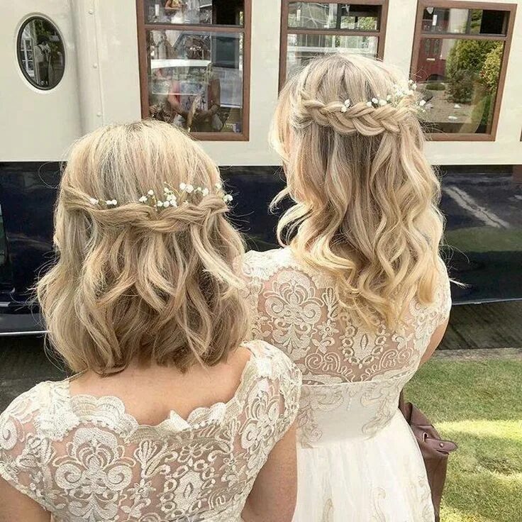 Прическа на средние волосы на свадьбу подруге Short wedding hair, Long hair styles, Bride hairstyles