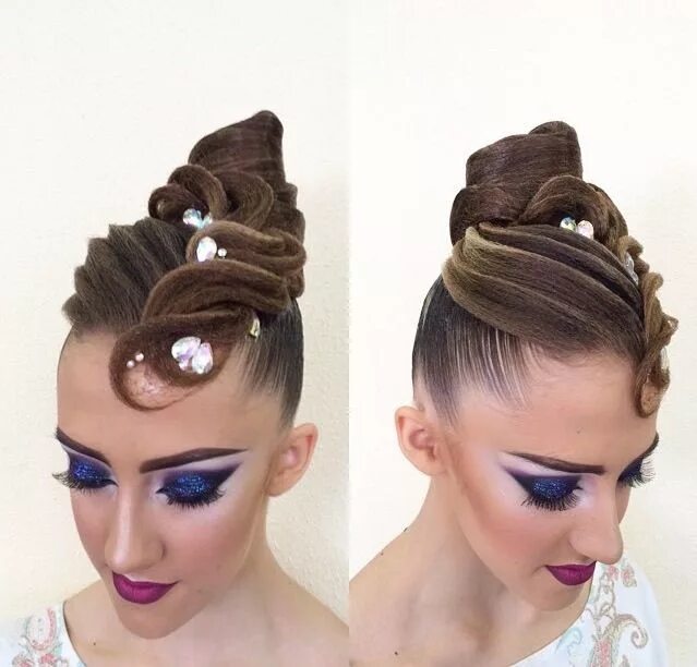 Прическа на средние волосы на танцы Pin by Lara Slabbert on Ballroom/Latin woman hairstyles Ballroom hair, Dance hai