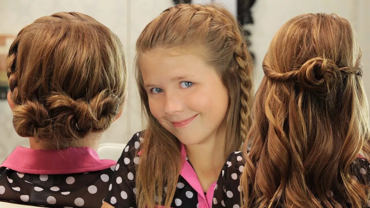 Прическа на средние волосы подростковая 3 Quick Girls Hairstyles!! - YouTube