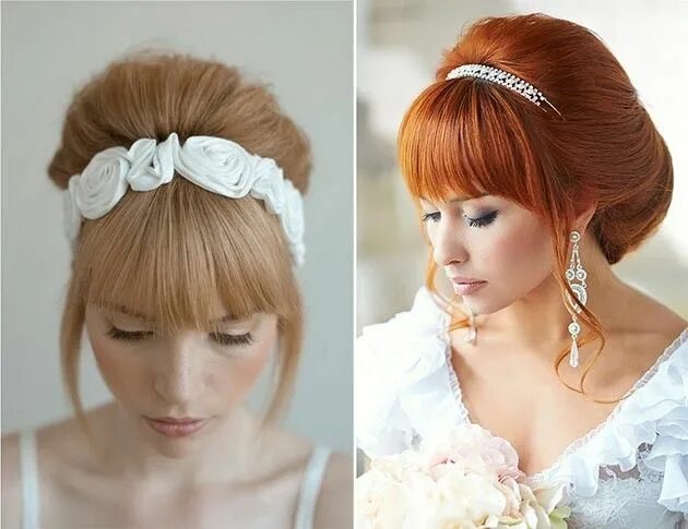 Прическа на средние волосы с челкой 2009-04.jpg (630 × 485) Hairstyles with bangs, Unique wedding hairstyles, Weddin