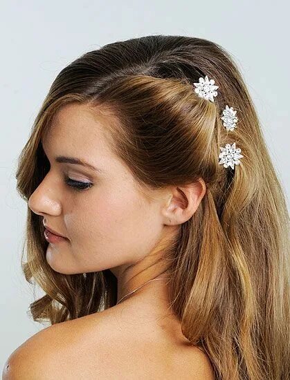 Прическа на средние волосы с заколкой сбоку Anjou Bridal Bobby Pin Cute girls hairstyles, Hair styler, Side swept hairstyles