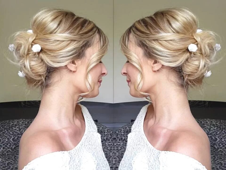 Прическа на свадьбу маме длинные волосы Wedding Hair Chignon Mariée Moderne AngeliaHair - YouTube