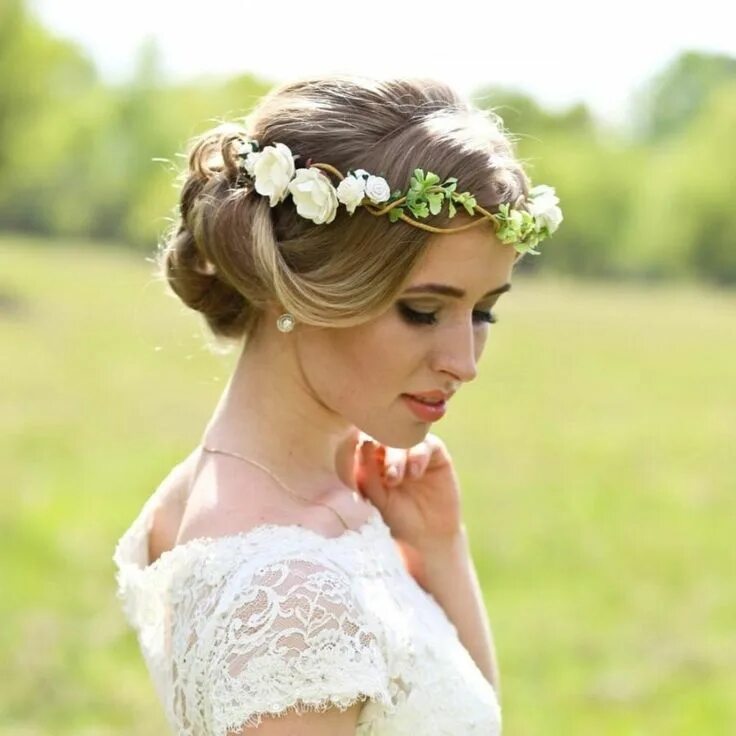 Прическа на свадьбу на короткие Wedding Hair Flower Headpiece Свадебные прически, Прически, Свадьба