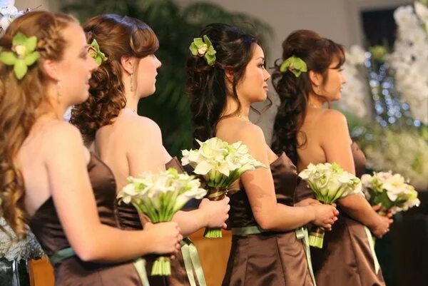 Прическа на свадьбу подруге фото Brown and Green Wedding Brown wedding, Wedding, Bridesmaid