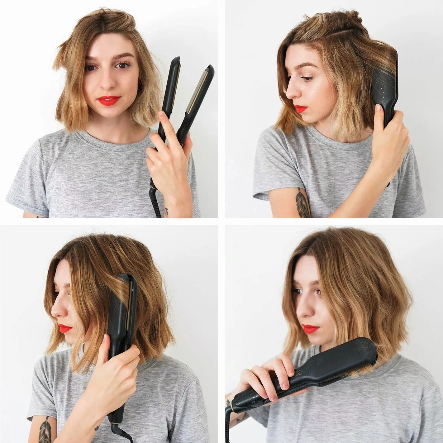 Прическа на утюжок на средние волосы How To: Messy Bob Short hair styles, Hair styles, Hair