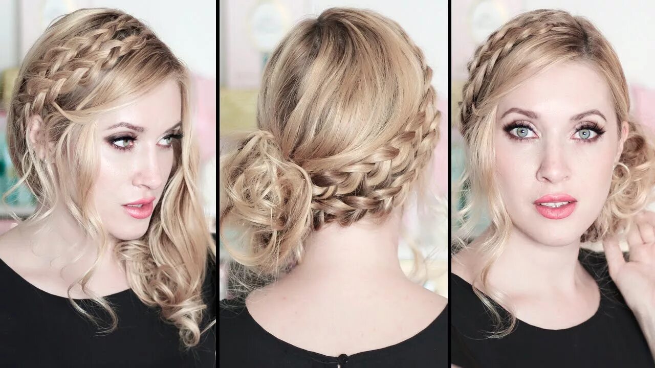 Прическа на вечеринку на средние волосы Prom/wedding/party hairstyles: braided side swept curls ★ Medium/long hair tutor