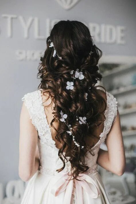 Прическа на венчание на длинные волосы 10 популярных идей на тему "bridal hairstyle with flower crown" для вдохновения