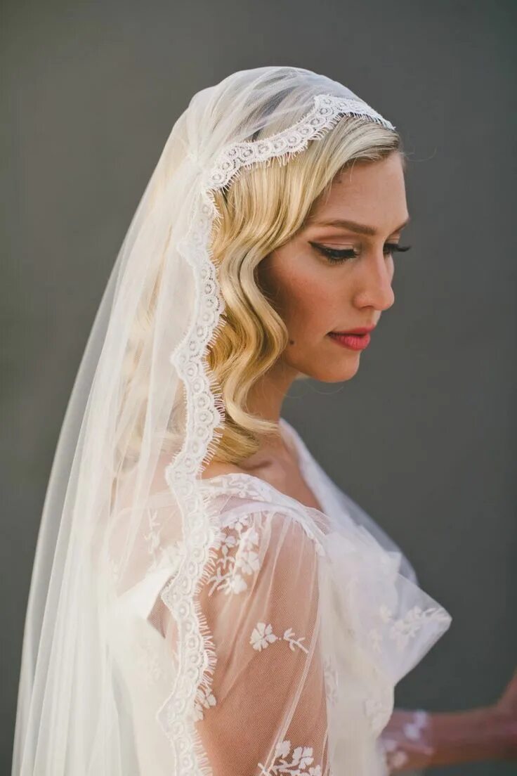 Прическа на венчание на длинные волосы Juliet Cap Veil-chapel Length Veil-1 Tier Mantilla Veil-boho Veil-1920s Headpiec