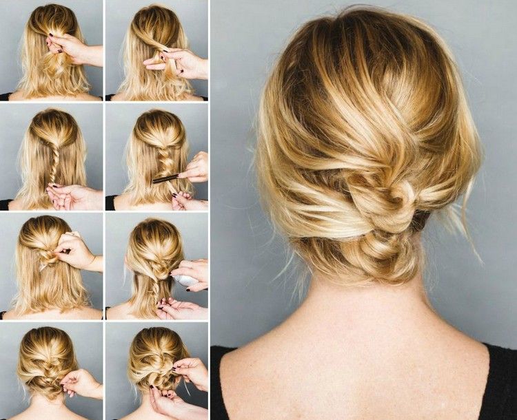 Прическа на волосы средней длины своими руками Loose updos for every occasion - ideas and instructions Michelle’s Wedding Mediu