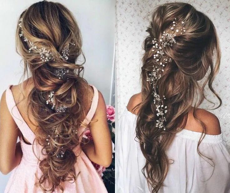 Прическа на выпускной 11 класс длинные волосы Simply Adorable Prom Hairstyles 2017 jewel hair accessories #promUpdos Prom hair