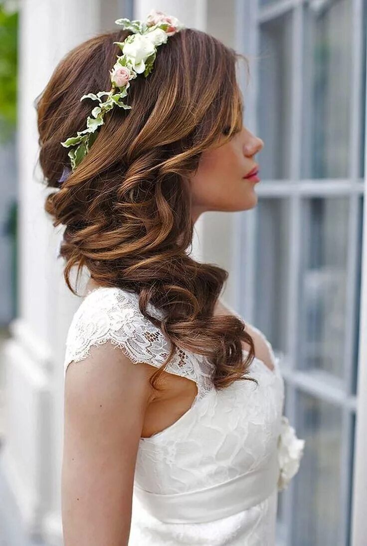 Прическа невесты на среднюю длину Absolutely Cute Rustic Wedding Hairstyles Ideas Wedding hair side, Medium curly 