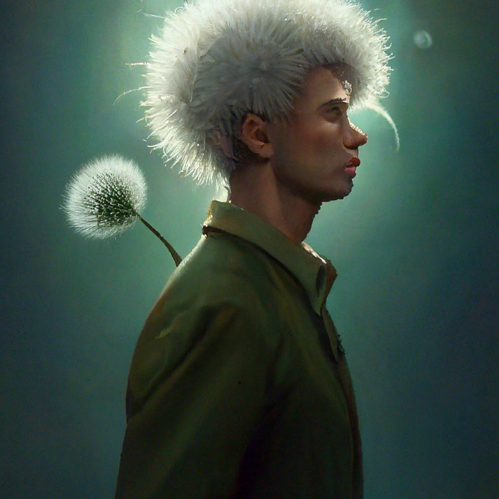 Прическа одуванчик мужская "The dandelion man" - image created in Shedevrum