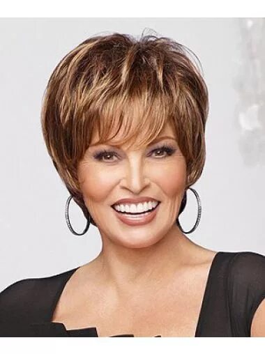 Прическа омолаживающая фото Gorgeous Monofilament Layered Straight Short Wigs Raquel welch wigs, Short hair 