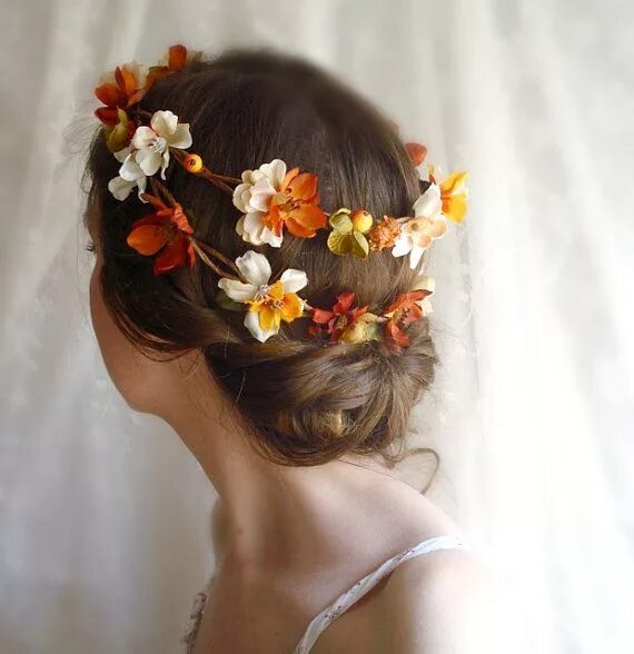 Прическа осень Autumn Harvest Hair Wreath HARVEST WEDDING Flowers Burnt Etsy Fall wedding hairs