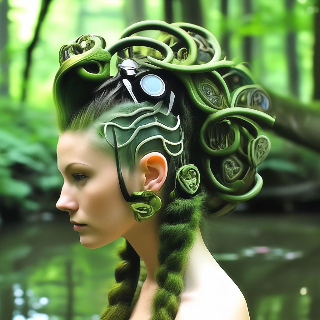 Прическа озеро "Hairstyle "lake in the forest"" - image created in Shedevrum