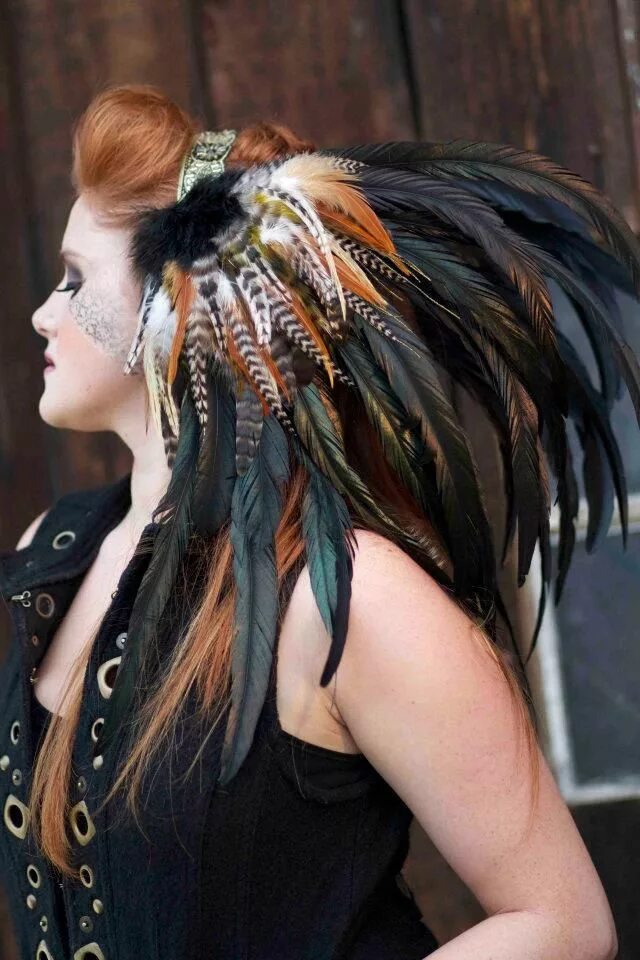 Прическа перьями на средние Crow ........ Custom Isadora Style Headdress - Feather Headdress. $220.00, via E