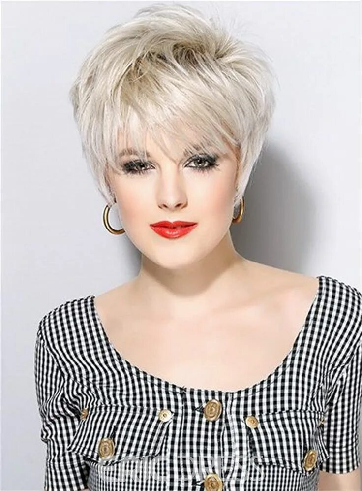 Прическа пиксель на короткие волосы Stylish Short Pixie Cut Synthetic Hair Wig with Bangs