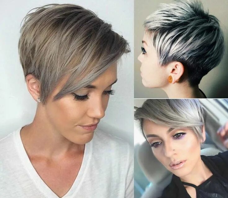 Прическа пикси на длинные best-silver-grey-pixie-haircuts Short hair trends, Short hair styles pixie, Thic