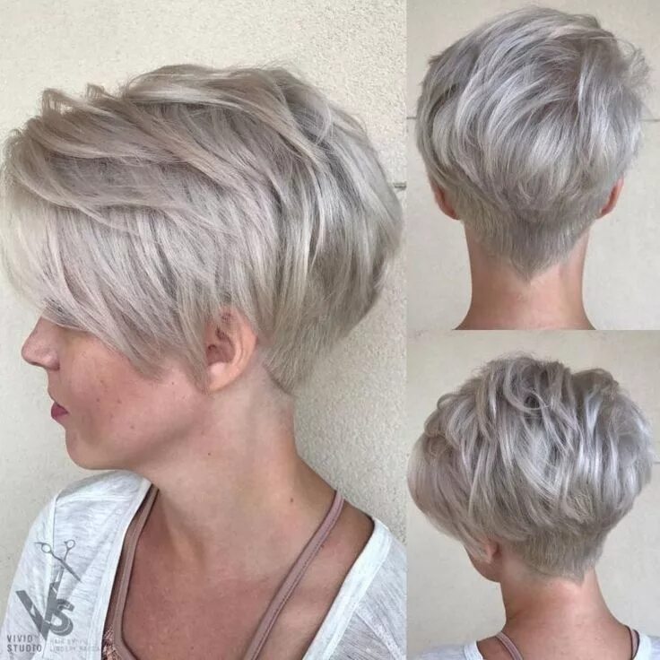 Прическа пикси на короткие тонкие волосы Stacked Pixie with V-Cut Nape Short hair model, Cool short hairstyles, Short hai