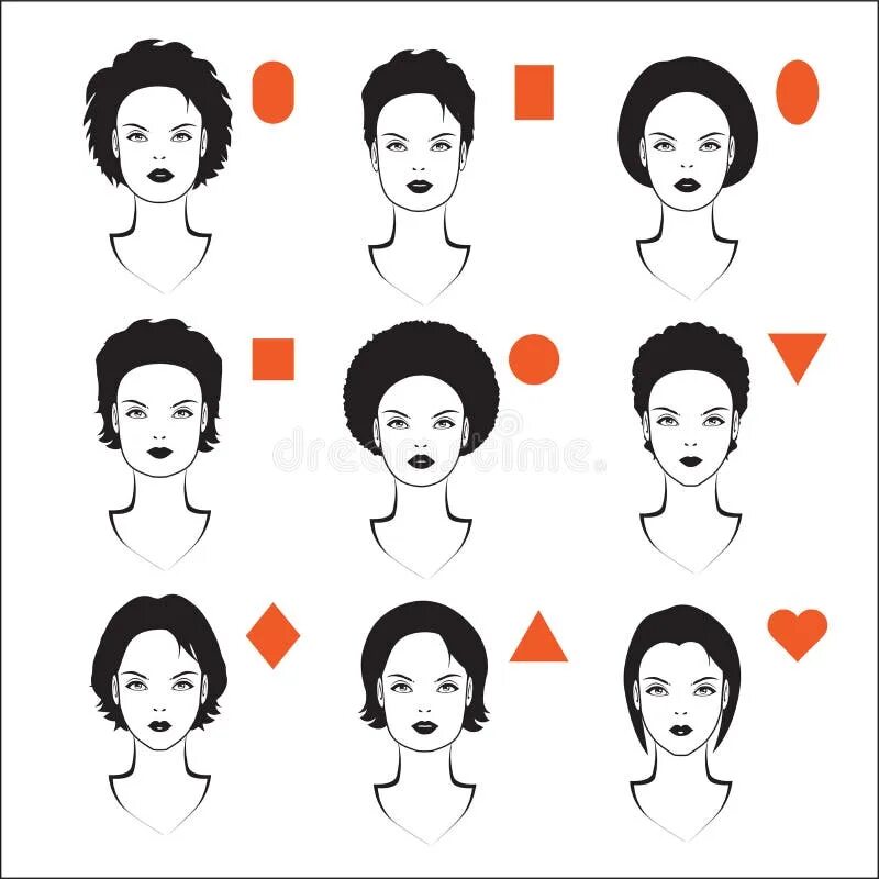 Прическа по лицу женская Types of face shape stock vector. Illustration of rectangle - 40398903