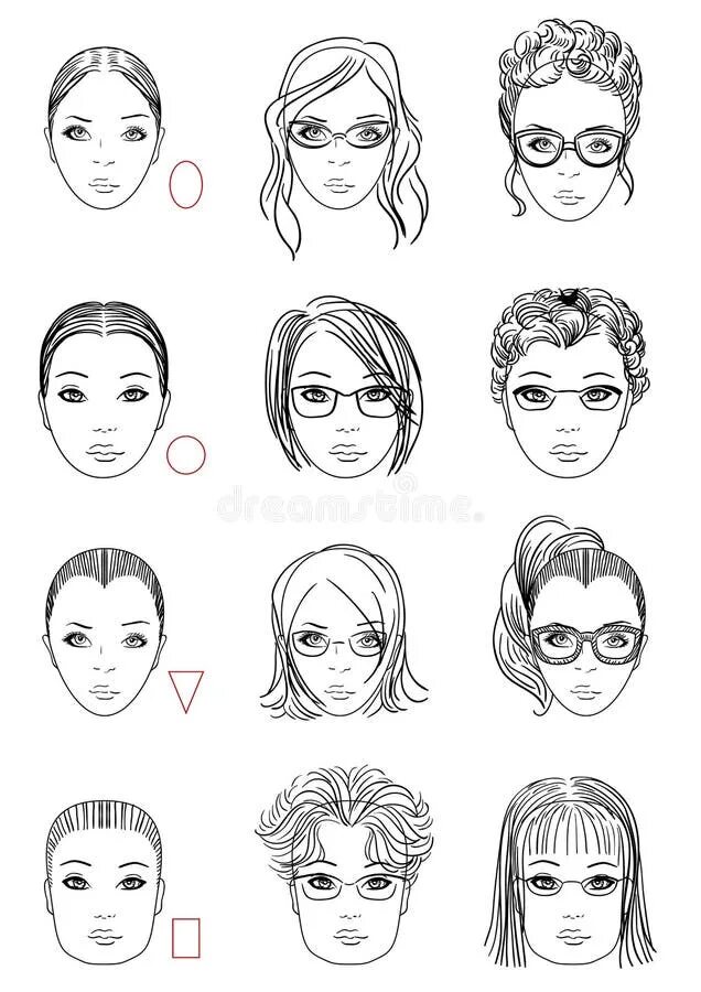 Прическа по лицу женская Types of face shape stock vector. Illustration of correct - 37212401