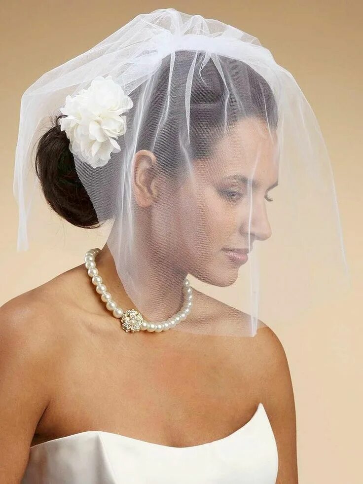 Прическа под фату на короткие волосы Lovely Birdcage Bridal Veil Bridal hair flowers, Wedding hairstyles with crown, 