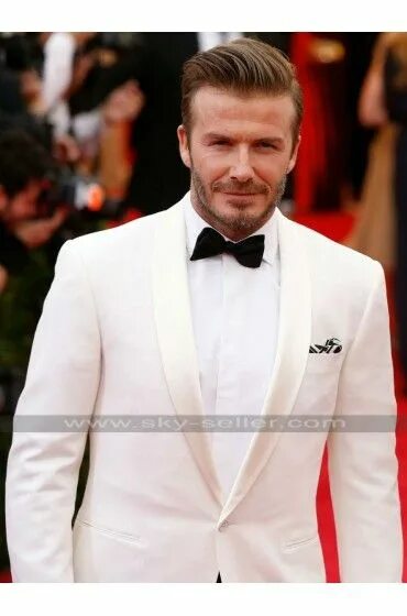 Прическа под костюм David Beckham Ivory White Tuxedo Suit White tuxedo, Wedding suits men, Wedding s