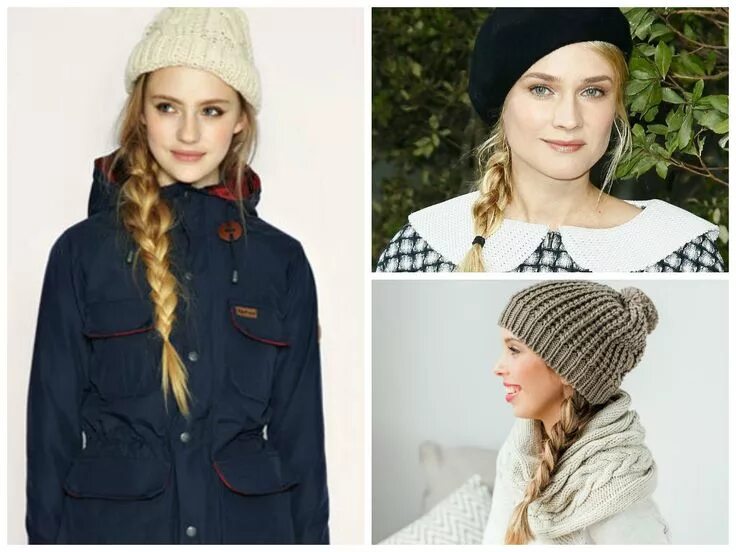 Прическа под шапку на средние волосы Side-Swept-Braid-with-a-Beanie-Braid-Hairstyle-Ideas-with-Hats.jpg (1024 × 768) 