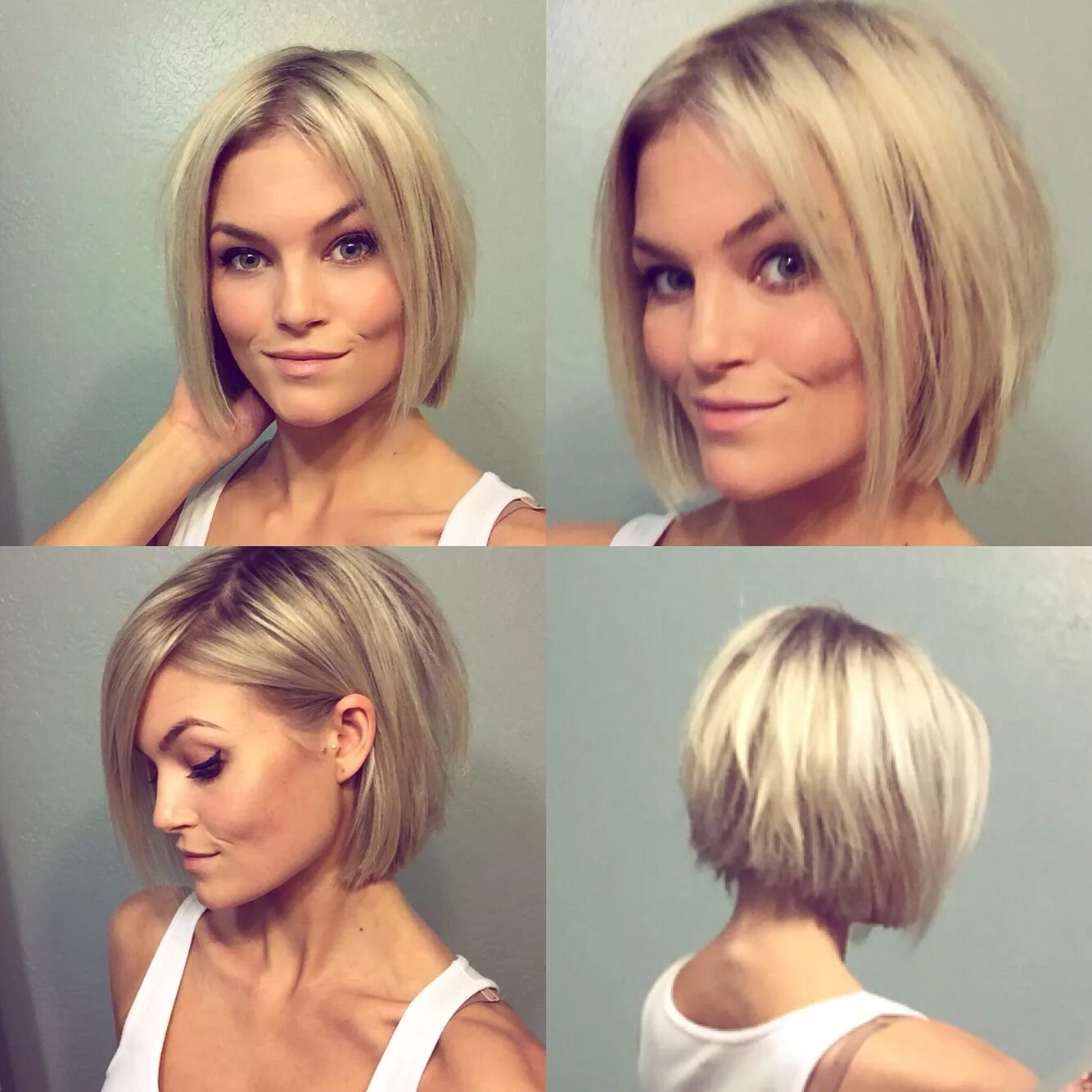 Прическа под стрижку каре Short blonde hair @krissafowles Cheveux mi long, Coiffure courte, Coiffures simp